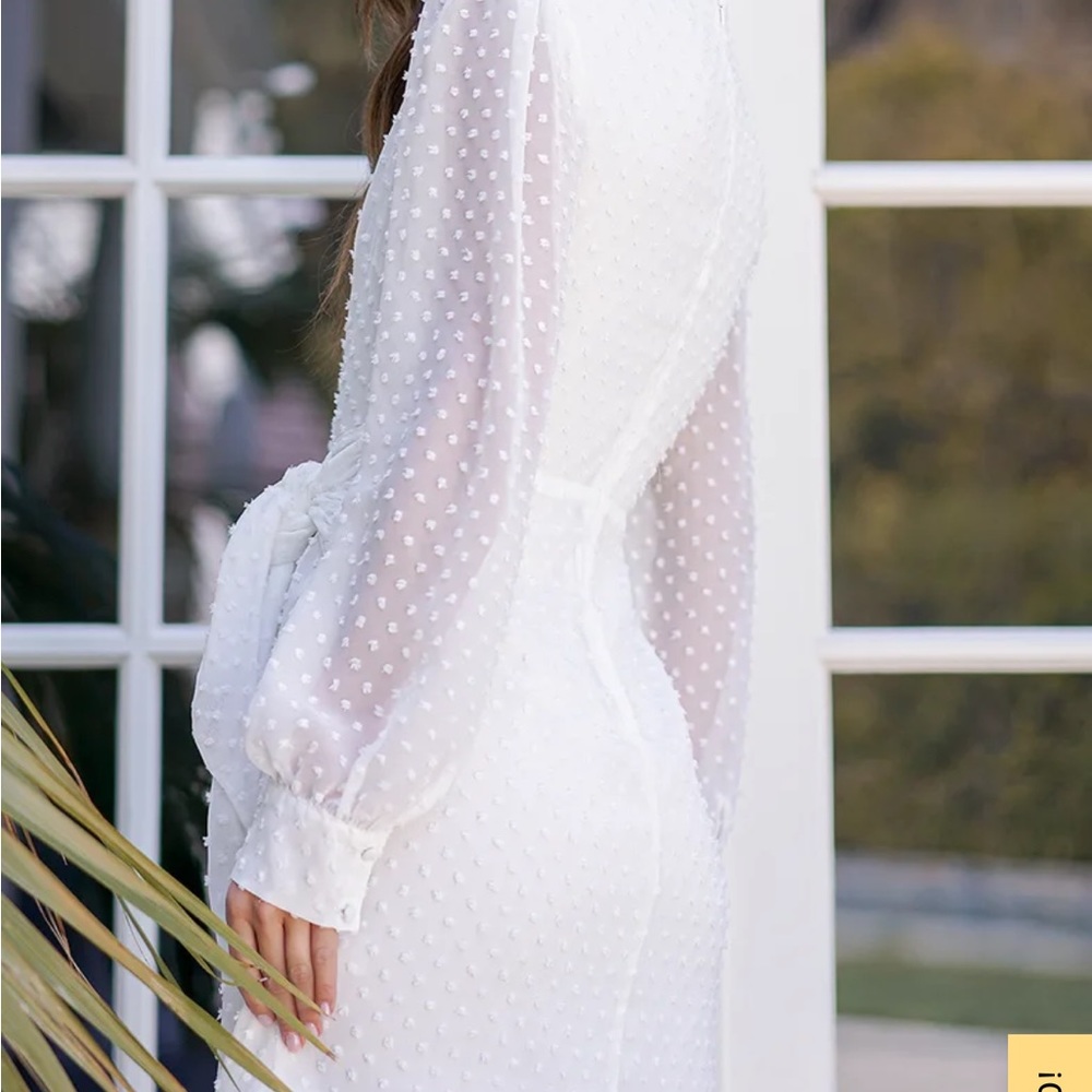 White Polkadot Long Sleeve Dress